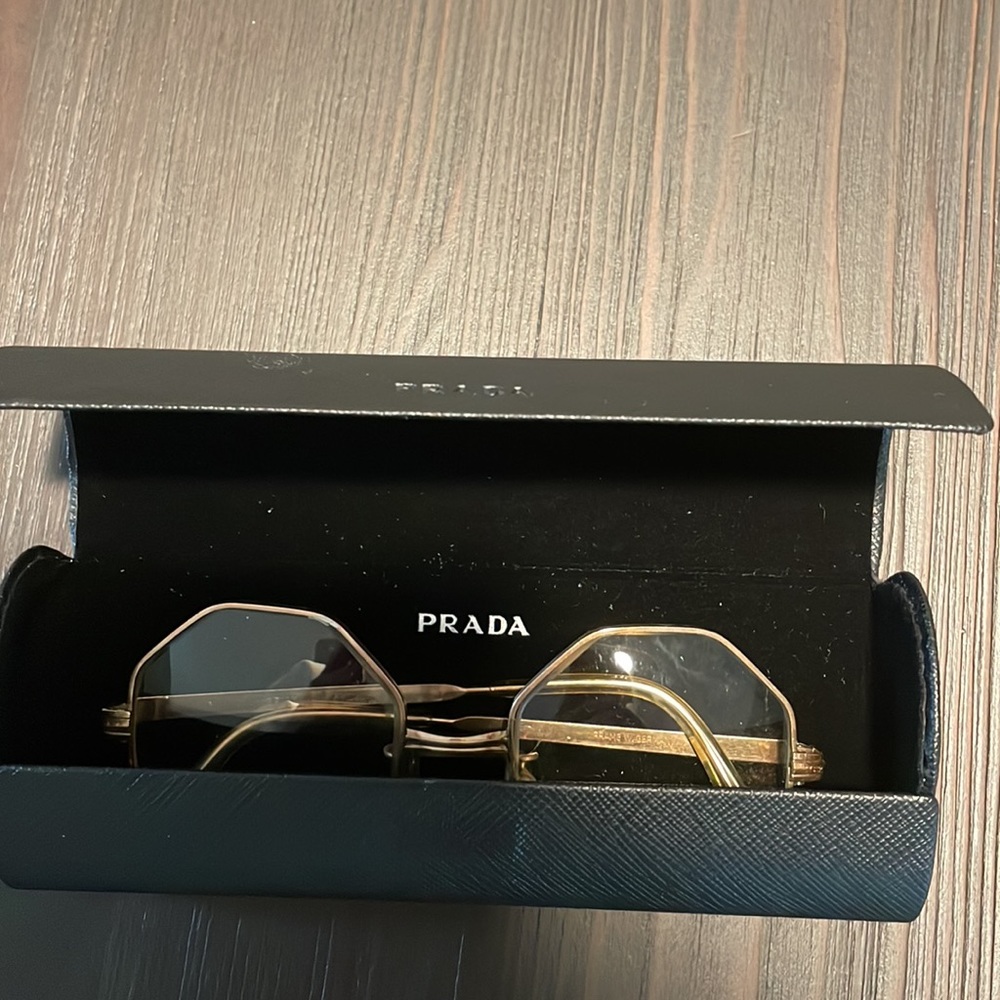 Vintage early 70s West German Octagon shaped eyeglasses and Prada case!